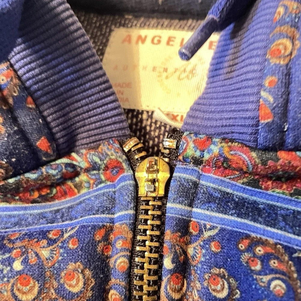 Angelbells Paisley Floral Zip Up Hoodie Kids XXL Blue Sherpa Lined Sweatshirt
